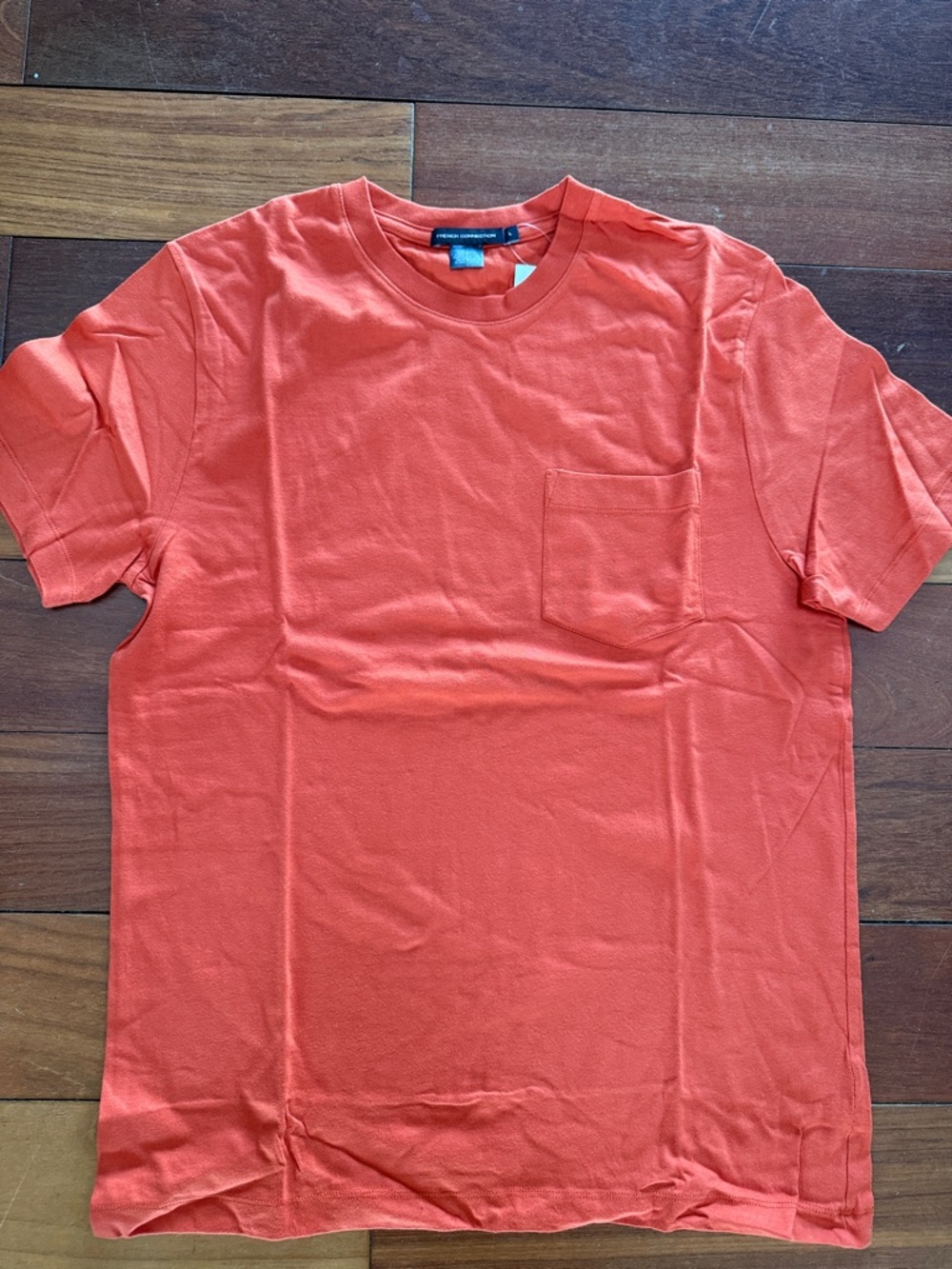 French Connection Men's Orange Pocket Crew Neck T-Shirt